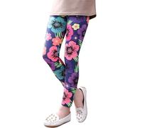 Leggings imprimés pour filles - Leggings à fleurs - Collants extensibles sans pieds Y2 - Pantalon imprimé streetwear - Pantalon crayon classique pour enfants, rose, 7-8 ans