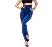Leggings Noir Femmes Grandes Tailles Perle Élasticité Coupe Haute Femmes Mince Imitation Cowboy Casual Leggings Pantalons Pantalon de Travail Femmes Peintre, bleu, XXL