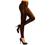 Leggings Pantalon Tube Simili-Cuir Haut Taille Vernis Matt-Glanz Élastique