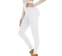 Leggings Polaire Femme Pantalon Randonnée Legging Thermique Grande Taille Elegant Hiver Collants Polaire de Sport Leggings Jogging Femme Large Blanc S