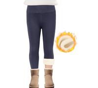 Leggings Polaire Hiver Filles Coton Thermique Chaud Pantalon Taille Haute 10 à 11 Ans Bleu Foncé