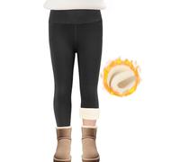 Leggings Polaire Hiver Filles Coton Thermique Chaud Pantalon Taille Haute 7 à 8 Ans Noir