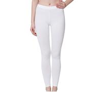 Celodoro Legging pour femme - Pantalon en jersey stretch en coton, Blanc., L