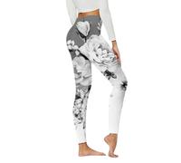 Leggings pour femme taille haute extensible athlétique entraînement compression leggings automne hiver mode grande taille imprimé floral fitness vêtements de sport collants avec poches, gris, 4XL
