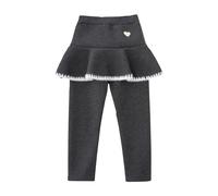 Leggings sans pieds pour petites filles, avec Mini jupe à volants, culotte en coton extensible pour petites filles, 140 gris, 6-7 ans