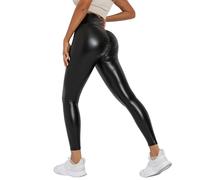 Leggings Simili Cuir Femme Taille Haute Pantalon PU Moulant Sexy Leggings Sport Push Up