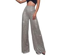 Leggings Sudation Amincissant Grande Taille Women's High Waisted Sequin Loose Drape Wide Leg Pants Fashion Casual Pants Short Sexy Chic Jupe (Grey-1, XXXXXL)