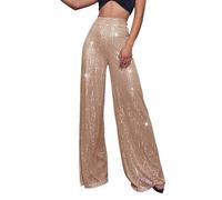 Leggings Sudation Amincissant Grande Taille Women's High Waisted Sequin Loose Drape Wide Leg Pants Fashion Casual Pants Short Sexy Chic Jupe (Khaki-1, XXXXXL)