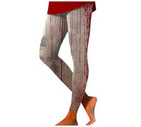 Leggings Taille Haute pour Femme Impression Halloween Pantalon de Yoga pour Femme Push Up Butt Elastique Sport Legging Grande Taille pour Gym Sport Yoga (Red, L)