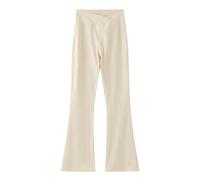 Leggings Taille Haute pour Fille Pantalon évasé Yoga Bootcut Confortable élégant Bas Cloche Tendance Mode Sport (Beige, 10-12 Years)