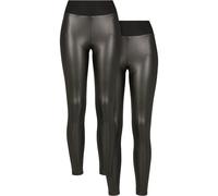 Urban Classics Leggings taille haute simili cuir Femme – Lot de 2 Noir 4XL