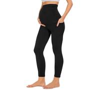 Leggings Thermiques de maternité avec Poches sur Le Ventre, Collants Doux pour Femme, Noir, pour entraînement, Yoga, Pantalon (FR/ES, Alpha/Lettres, L, Taille Normale, Taille Normale, Noir)