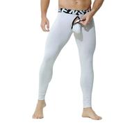 Leggings thermiques GENERIS pour homme en coton avec sous-vêtements séparés, longs pour la course, Blanc., XL