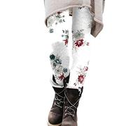 Leggings thermiques pour femme - Hiver - Avec doublure en polaire - Leggings à imprimé floral - Taille haute - Stretch - Collants thermiques - Push-up - Opaque - Thermiques - Pour le fitness, le yoga