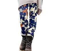 Leggings thermiques pour femmes - Hiver - Avec doublure en polaire - Leggings à imprimé fleuri - Taille haute - Stretch - Collants thermiques - Push-up - Opaque - Thermiques - Pour le fitness, le yoga