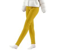 Leggings thermiques pour filles, enfants, épais, chauds, en coton doux, collants sans pieds, polaire, extensibles, taille haute, pantalons fins pour l'automne et l'hiver, jaune, 6-7 ans