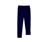 Leggings thermiques pour filles - Uni - Épais - Chaud - En polaire - Sans pieds - Automne et hiver - En coton doux - Extensible - Taille haute - Pantalon skinny, bleu marine, 9-10 ans