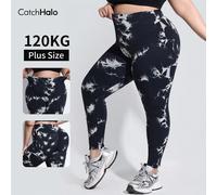 Leggings tie dye pour femmes - grande taille sans couture taille haute contrôle du ventre et levage des fesses Pantalon de yoga Stretch 4 sens preuve de l'accroupissement respirant Leggings de style a