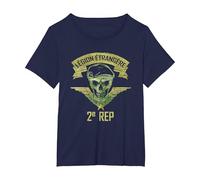 Legion Etrangere Tête de Mort Soldat Parachutiste Cadeau T-Shirt, Femme Grandes Tailles, Bleu Marine, 5X