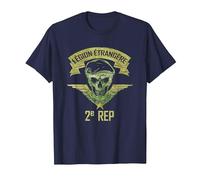 Legion Etrangere Tête de Mort Soldat Parachutiste Cadeau T-Shirt, Homme, Bleu Marine, M