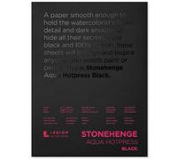 Legion Stonehenge Aqua Watercolor Pad, 140lb, Hot Press, 9 x 12 inches, Black Paper, 15 Sheets (L21-SQH140BK912)