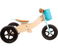 small foot Draisienne-Tricycle Maxi Turquoise en Bois, 4en1, siège réglable, pneus caoutchoutés, 1 an +, 11609