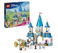 LEGO ǀ Disney Princess Le Château de Cendrillon et la Calèche - Jouet de Construction - Mini-Poupées de Cendrillon & du Prince Charmant - Figurines de Lucifer, Gus & Cheval - Cadeau Fille 6 Ans 43275