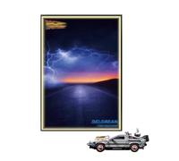 Lego 10300 Série Retour vers le futur Kit de construction de voiture Machine à remonter le temps - Panneau d'affichage mural uniquement compatible avec Lego 10300 (modèle B (avec lumières)