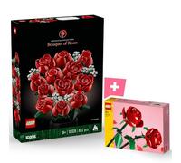 Lego 10328 & 40460 Bouquet de roses artificielles en blocs de serrage pour décoration de chambre, collection botanique pour adultes, icônes, art, créateur
