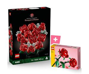 Lego 10328 & 40460 Bouquet de roses artificielles en blocs de serrage pour décoration de chambre, collection botanique pour adultes, icônes, art, créateur