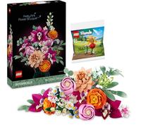 Lego 10342 Bouquet de fleurs roses avec cadeau en polybag - Bouquet rose à partir de 18 ans, pour adultes, bouquet de fleurs roses