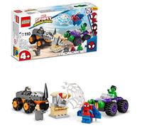 LEGO 10782 Marvel Spidey et Ses Amis Extraordinaires Le Combat des Camions, Hulk Contre Le Rhino, Jouet Enfants +4 Ans