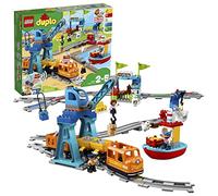 LEGO 10875 Duplo Le Train De Marchandises: Jouet Éducatif avec Rails, Son et Lumière, Grue Télécommandée, Idéal pour Les Petits Ingénieurs, Cadeau pour Enfants de 2 Ans et Plus