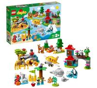 LEGO 10907 Duplo Les Animaux du Monde Jouet Éducatif pour Enfant de 2-5 Ans incluant des Figurines, Un Avion et 15 Animaux Duplo