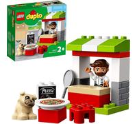 LEGO 10927 DUPLO Stand à pizza, jouet pour les jeunes enfants de 2 ans et plus, jeu de construction en grandes briques avec pizza et personnage de chien