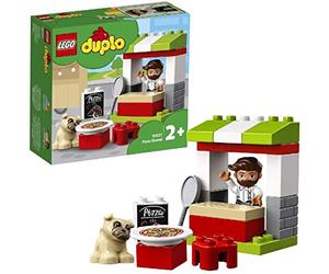 LEGO 10927 Duplo Town Le Stand À Pizza, Jeu de Construction, avec Figurine De Chien, Grands Jouets en Brique pour Bébé 2 Ans et