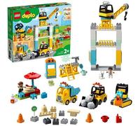 LEGO® 10933 DUPLO La Grue Et Les Engins De Construction, Pelleteuse, Camion avec Lumière & Son, Jouet Pour Enfants de 2-5 ans