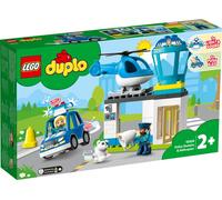 LEGO 10959 DUPLO Poste de police avec hélicoptère, voiture de police et briques, jouet policier pour les jeunes enfants à partir de 2 ans, jouet éducatif pour filles et garçons