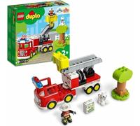 LEGO 10969 DUPLO Town Camion de pompiers, jouet éducatif pour les jeunes enfants de 2 ans et plus, set avec gyrophare et sirène, pompier et chat, pour filles et garçons