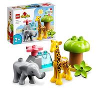 LEGO 10971 Duplo Animaux Sauvages d’Afrique, Jouet sur Le Safari pour Enfants de 2 Ans avec Figurines d'animaux Éléphant et de Girafe, avec Tapis de Jeu