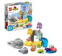LEGO 10972 Duplo Animaux Sauvages de l’Océan, Jouet sous Les Mers pour Enfants de 2 Ans, 2 Figurines de Baleines, Tortue et Poisson, avec Tapis de Jeu