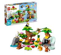 LEGO 10973 Duplo Animaux Sauvages d’Amérique du Sud: Jouet d'Exploration Naturelle pour Enfants Dès 2 Ans, avec Figurines de Crocodile, Singes, Paresseux, Jaguar, Tapis de Jeu Éducatif