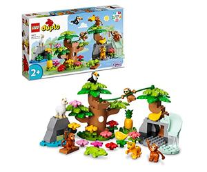 LEGO 10973 Duplo Animaux Sauvages d’Amérique du Sud: Jouet d'Exploration Naturelle pour Enfants Dès 2 Ans, avec Figurines de Crocodile, Singes, Paresseux, Jaguar, Tapis de Jeu Éducatif