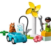 LEGO 10985 DUPLO Town Moulin à vent et voiture électrique, jouet-auto éducatif pour filles et garçons à partir de 2 ans, pour un jeu durable et le développement des jeunes enfants