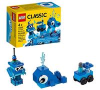 LEGO 11006 Classic Briques Créatives Bleues, Jeu Éducatif pour Enfants +4 Ans, Set avec Jouet Robot, Train et Baleine
