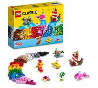 LEGO Boîte de briques 11018 Classic – Jeux créatifs dans l'océan, 6 modèles (bateau, sous-marin)