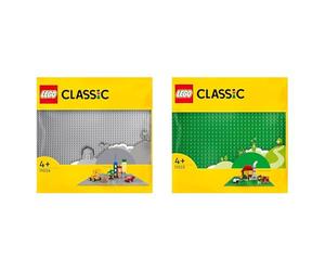 LEGO 11024 Classic La Plaque De Construction Grise 48x48, Socle de Base pour Construction & 11023 Classic La Plaque De Construction Verte 32x32, Socle de Base pour Construction