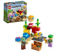 LEGO Set 21164 Minecraft – Récif Corallien avec Alex, Zombie Noyé, 2 poissons-globes, épée et coffre