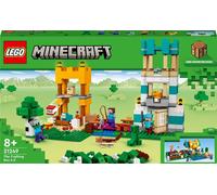 LEGO 21249 Minecraft Creative Workshop 4.0, construisez deux tours ou une maison de chat, ensemble 2-en-1 avec les figurines Alex, Steve, Creeper et Zombie, jouets d'action pour les enfants à partir d
