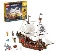 LEGO 31109 Creator Bateau Pirate 3en1: Jouet de Construction d'Aventure, Éducatif et Créatif, Transformable en Auberge & Île au Crâne, pour Enfants de 9 Ans et Plus